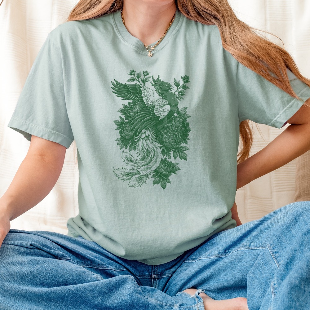 Woodcut Style Peacock Boho Vintage Graphic Tee